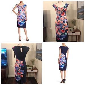 NWT Black Halo Off the Shoulder Floral Desss